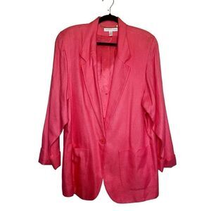 Preston & York Coral Pink Rayon Linen Boyfriend Blazer size 14